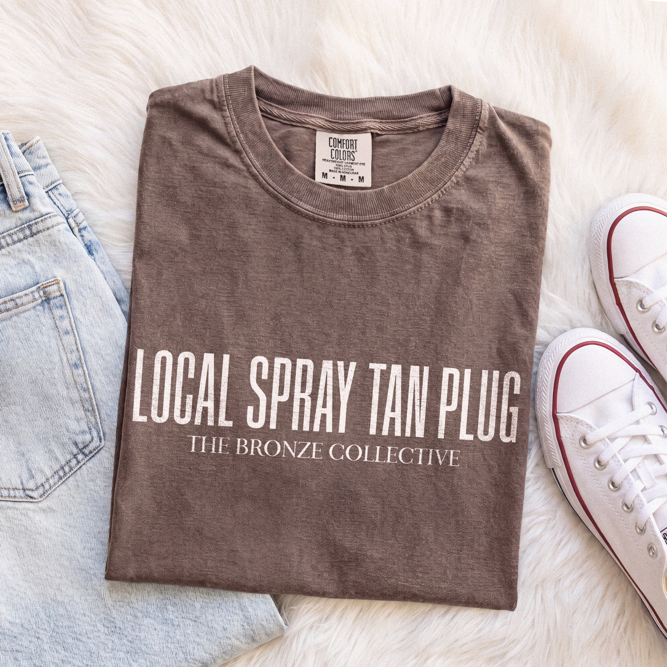 Folded Espresso brown Local Spray Tan Plug tee by The Bronze Collective